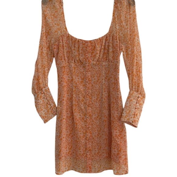 The East Order Orange White Peaches Bohemian Mini Dress Size XS - Picture 7 of 16